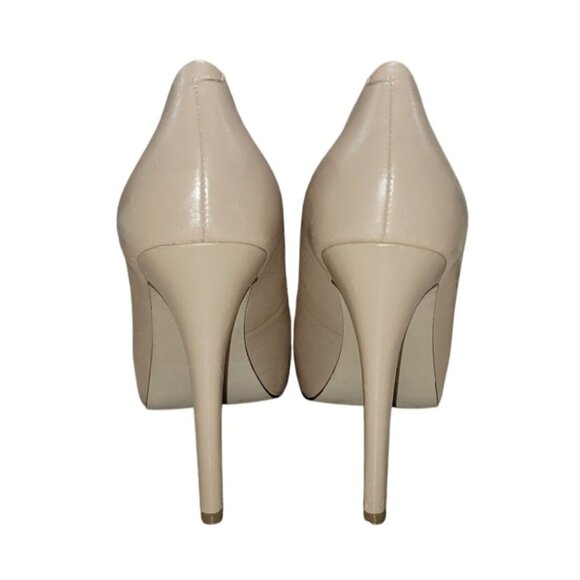 Charles By Charles David Peep Toe Beige Patent Leather Heels Size 8 - Picture 5 of 10